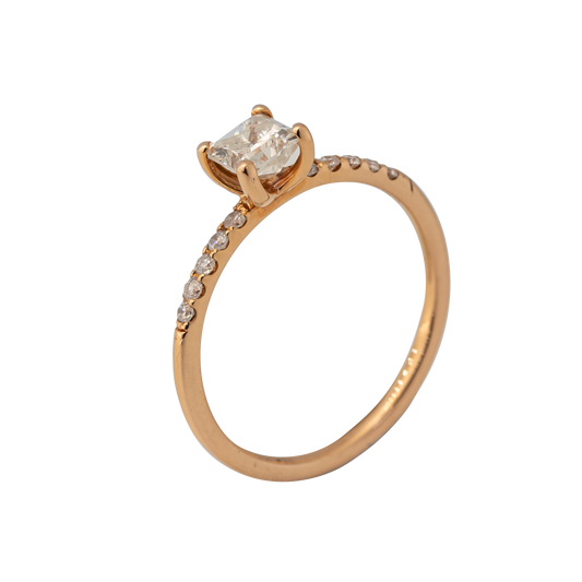 Princess Cut: 0.50 carats, Rose Gold ring w/ Side Stones